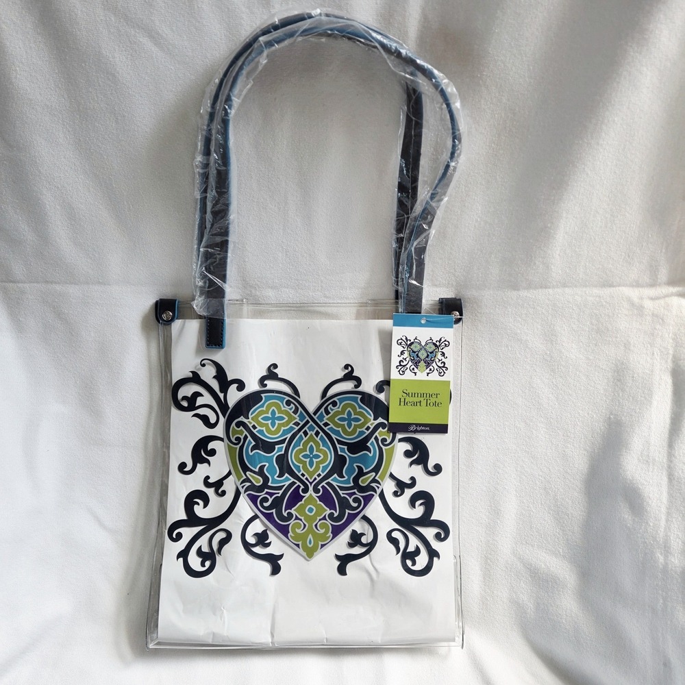 Brighton Summer Heart Tote Clear PVC Blue Sophia Heart D23463 NWT